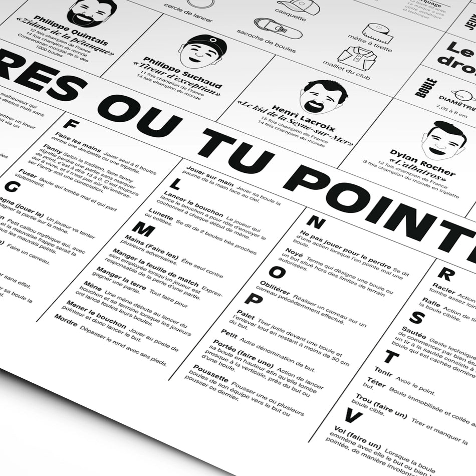Détails de l'affiche sport français sur la pétanque par La Majorette à Moustache