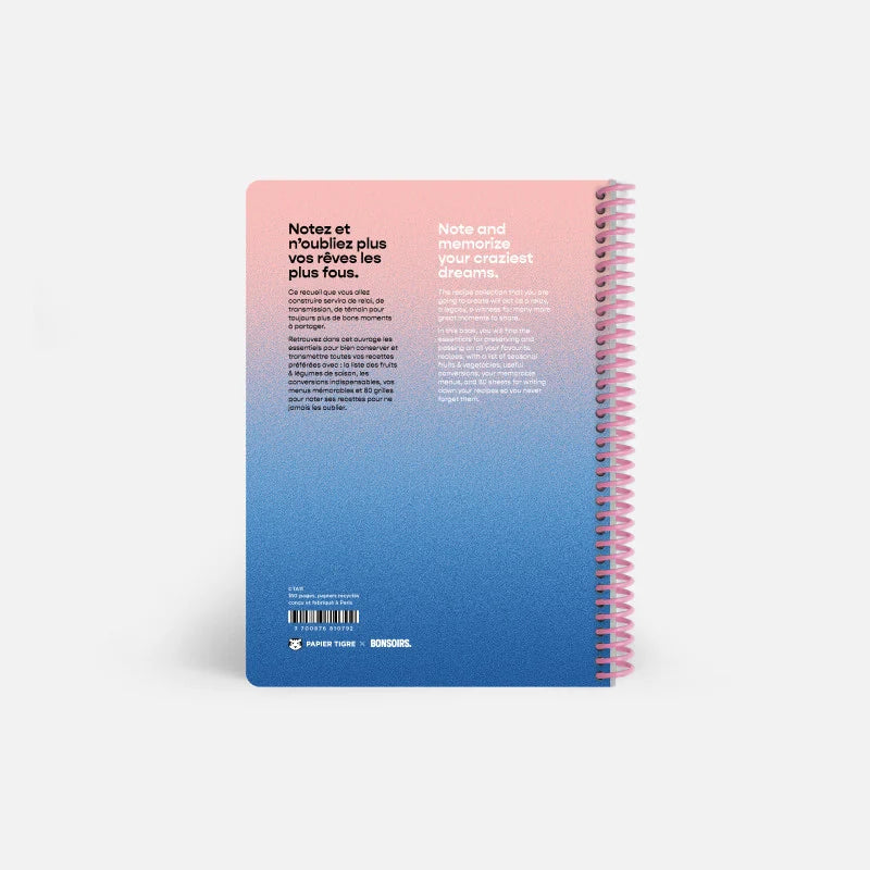 Quatrième de couverture du carnet de note pour noter ses rêves et leur signification de le maison Papier Tigre