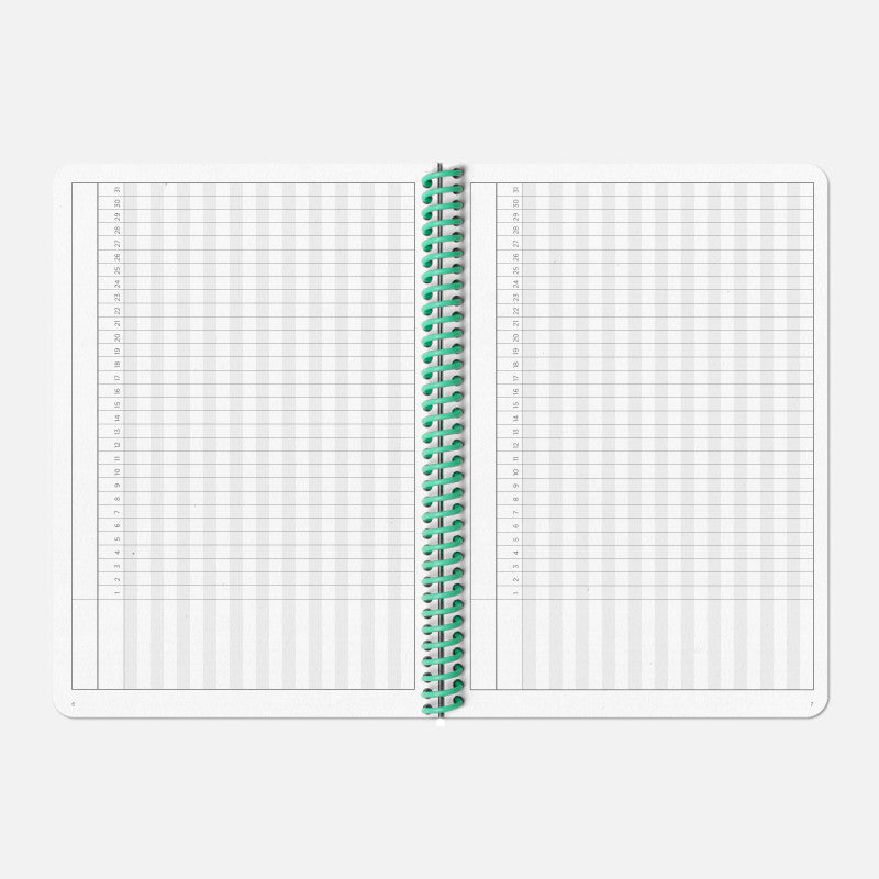 Vue sur l'année dans le carnet de projets format A5 de Papier Tigre