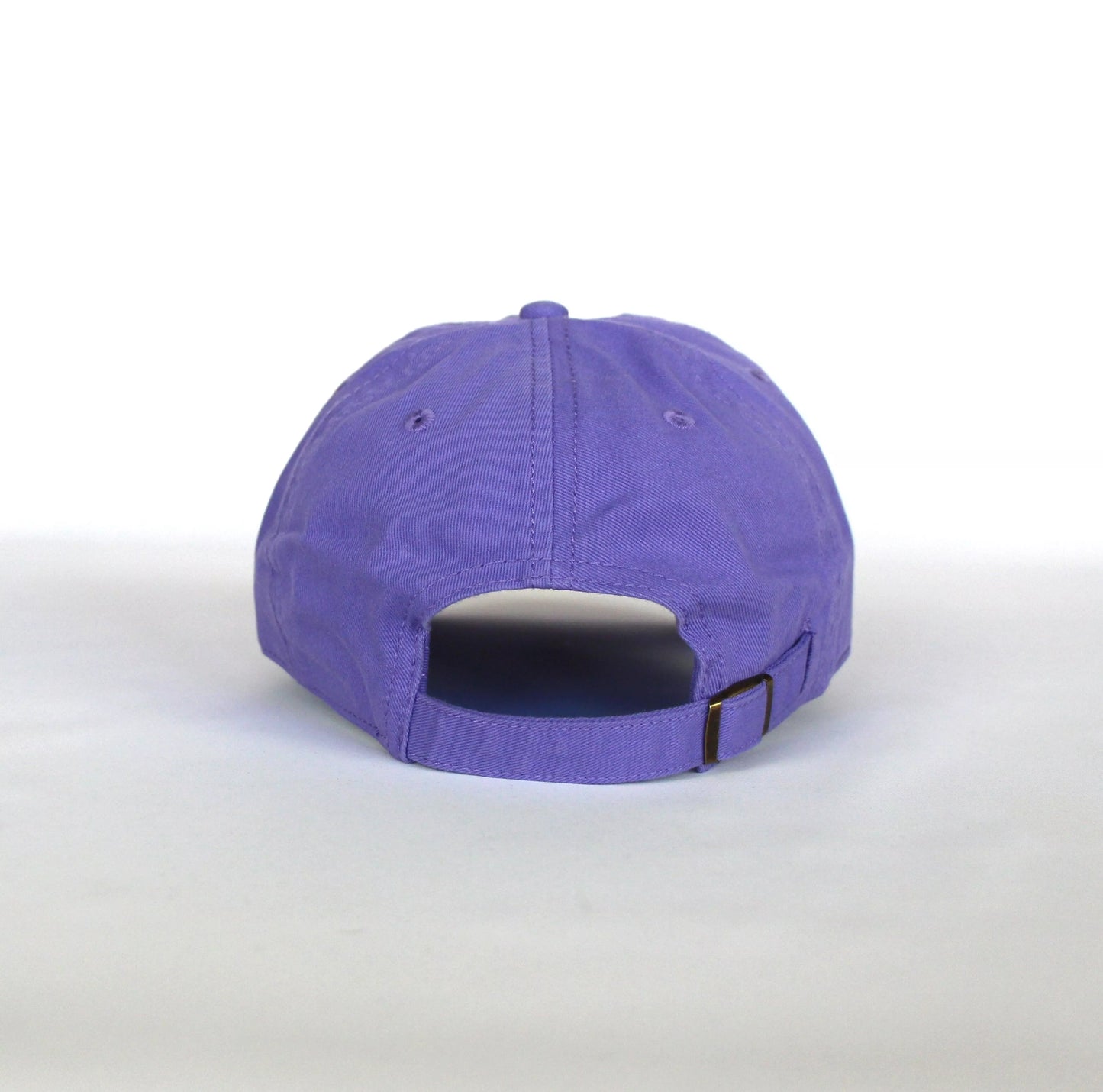 Dos de la casquette carpe diem brodée mauve avec système d'attache réglable