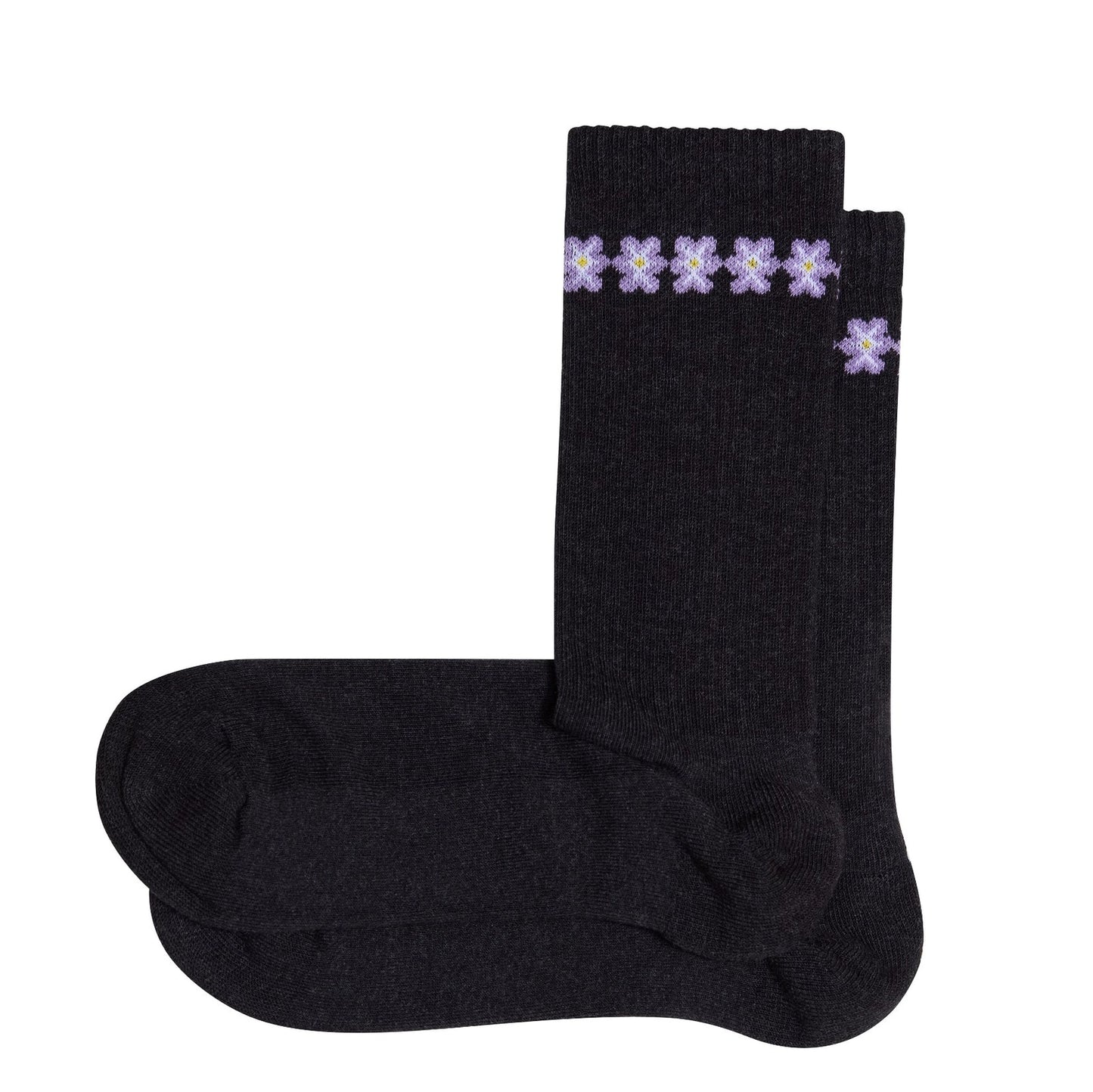 Paire de chaussettes homme grises avec motif de fleurs de crocus de la marque Pierre-Lou des Alpes