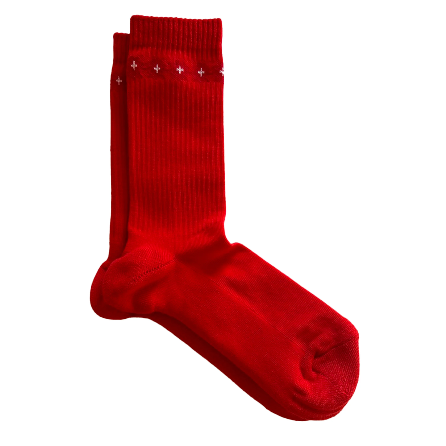 Paire de chaussettes en coton bio rouge à motif Pierre Lou des Alpes