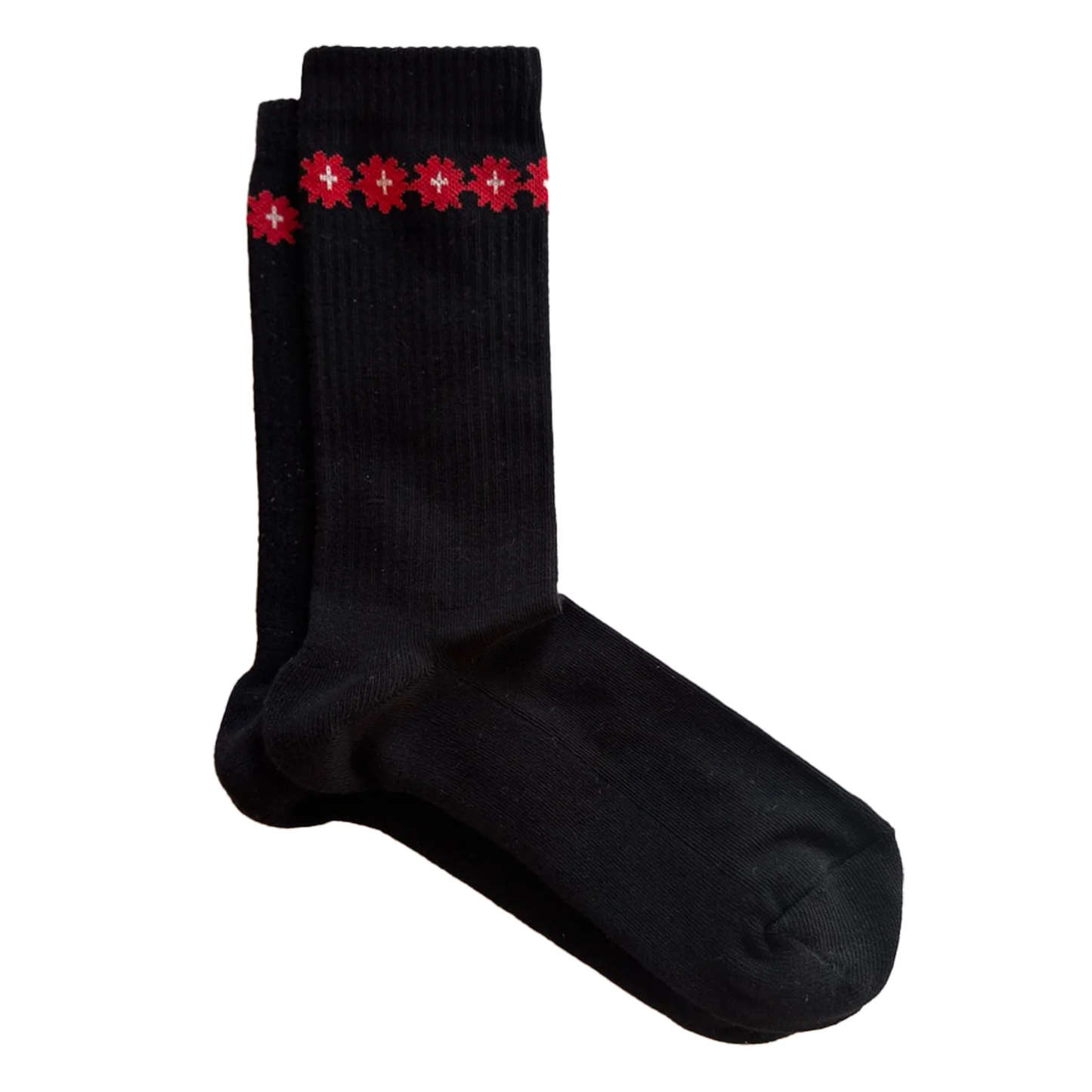 Chaussette semi montante en coton bio noire avec motifs Pierre Lou des Alpes