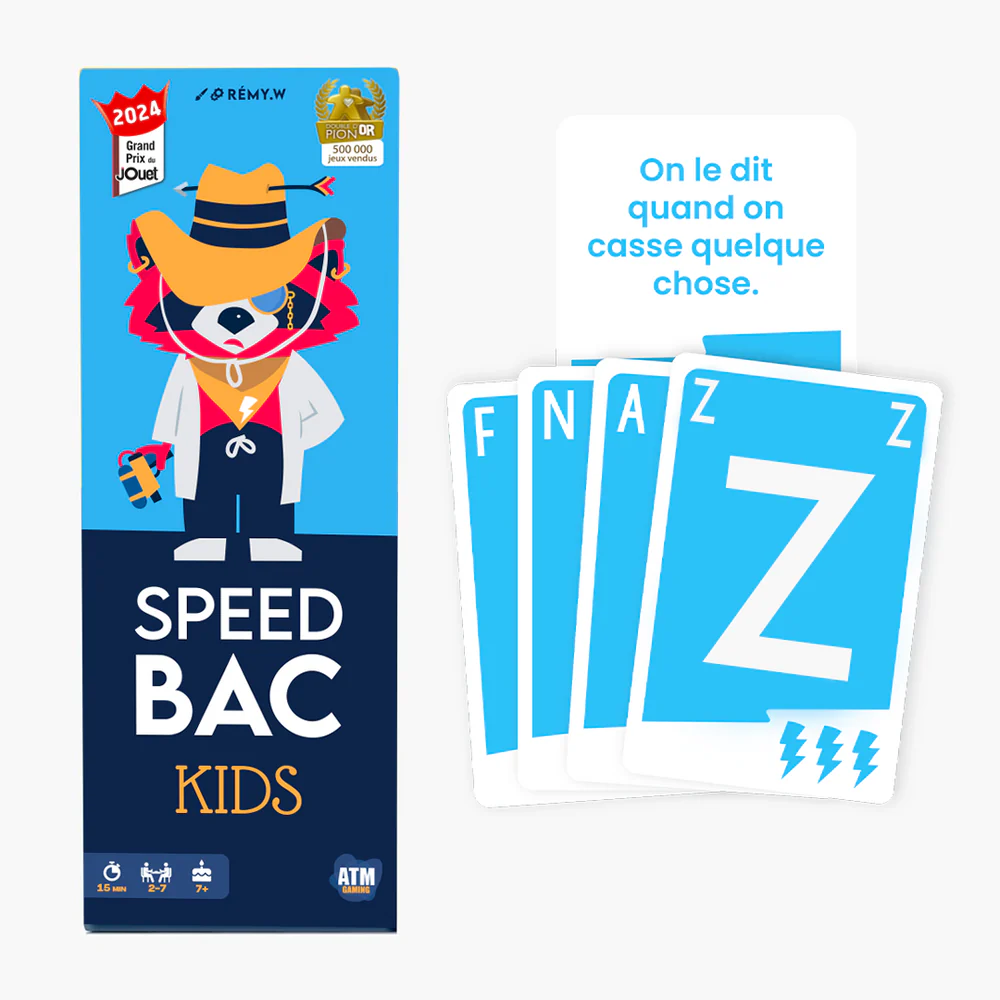 Exemple de cartes du jeu pour enfant Speed Bac Enfant, la version kids du célèbre Speed Bac.