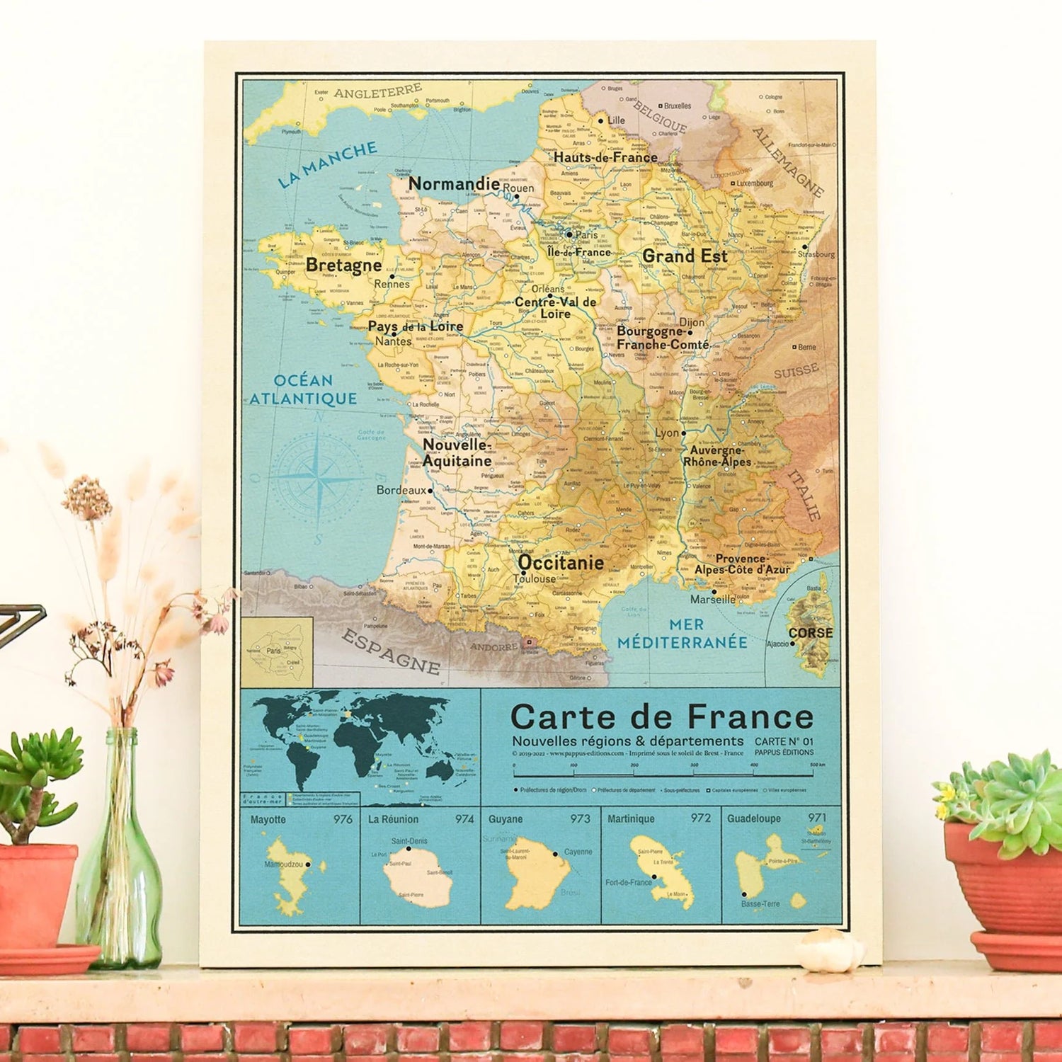 Carte de France vintage grand format Pappus Edition