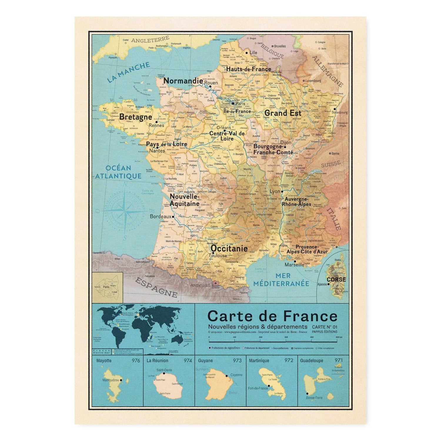 Carte de France Pappus Edition 50x70cm