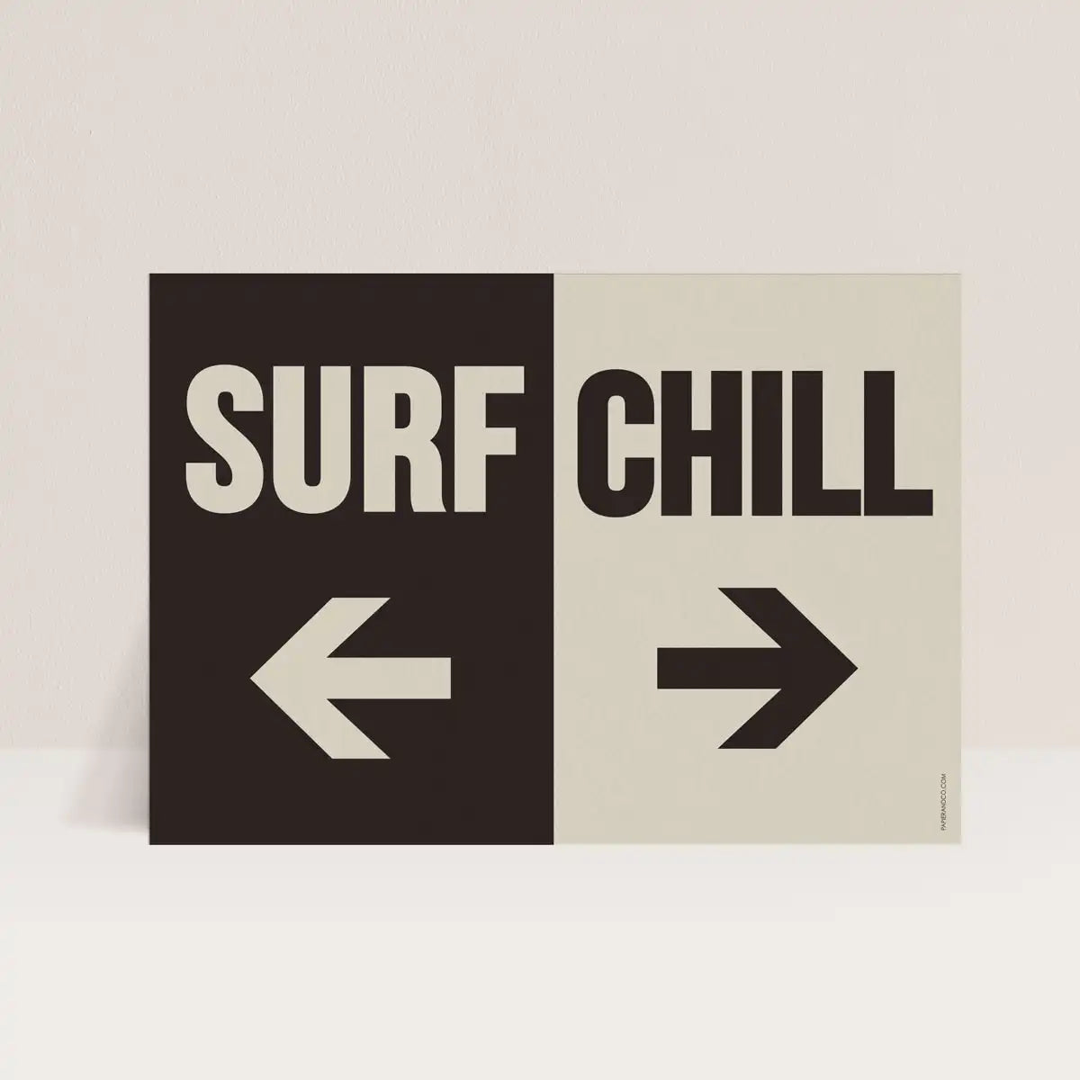 Affiche surf and chill noir et blanc imprimée par Papier and Co