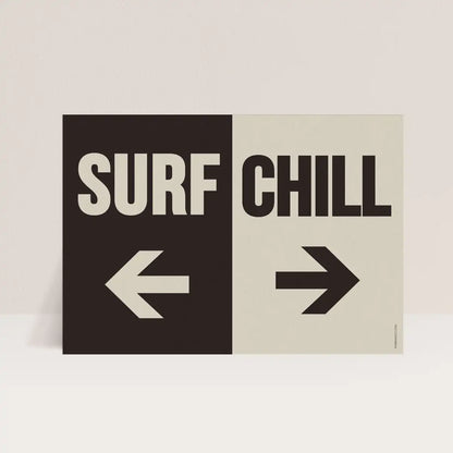 Affiche surf and chill noir et blanc imprimée par Papier and Co