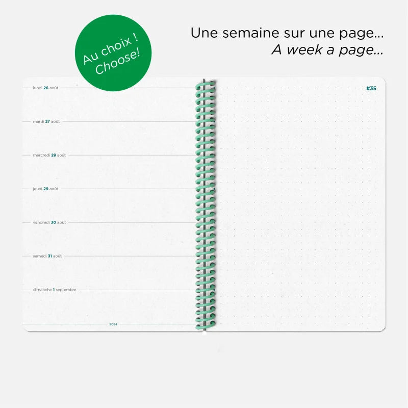 Détail des pages intérieures de l'agenda A5 Papier Tigre couleur corail