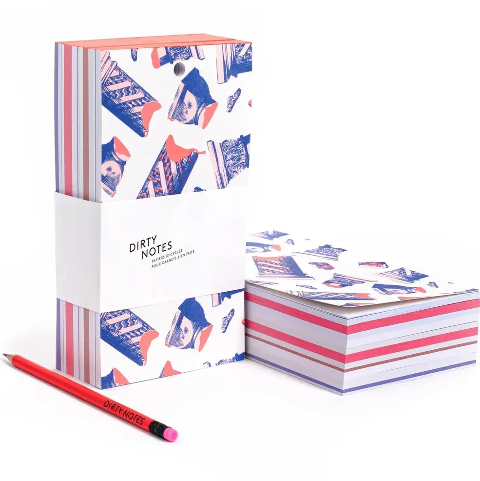 Bloc notes en papier réutilisé de la marque de papeterie recyclée française Dirty Notes