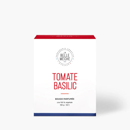Boîte de la bougie artisanale Tomate Basilic de La Belle Mèche