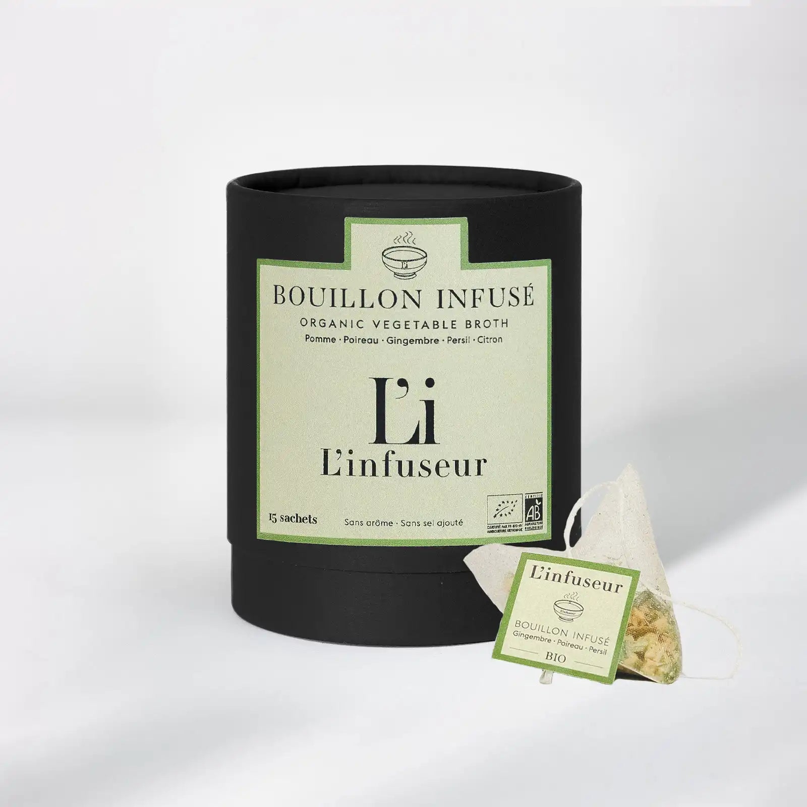 Bouillon infusé bio Poireaux et Gingembre par L'Infuseur Paris
