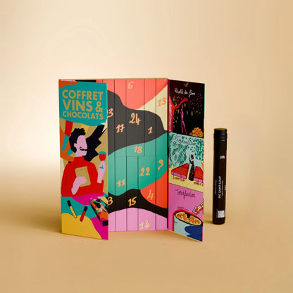Intérieur du calendrier de l'avent vins et chocolats par Cuvée Privée et le Chocolat des Français