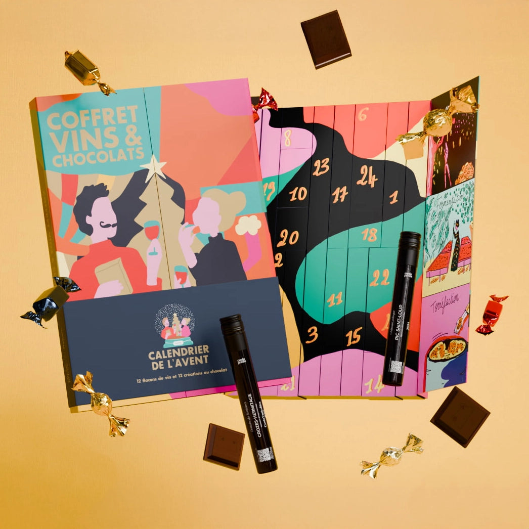 Calendrier de l'avent vins et chocolats par Cuvée Privée et le Chocolat des Français