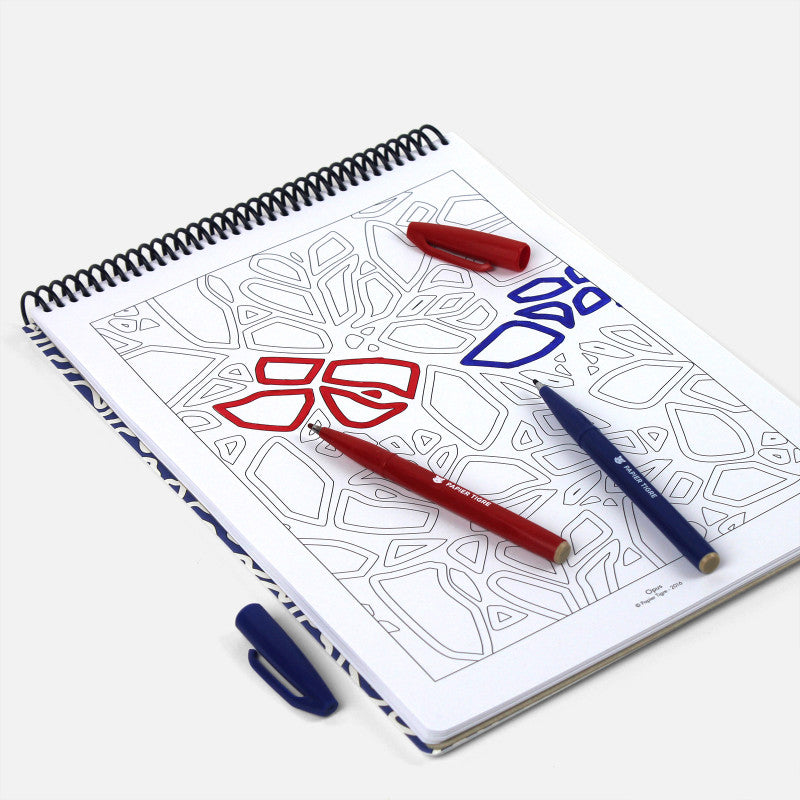 Détail du carnet de coloriage Papier Tigre en format A4.
