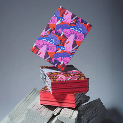 Couverture du modèle de carnet upcyclé mushroom pink de Dirty Notes