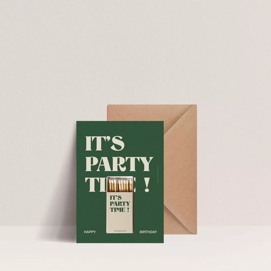 Carte d'anniversaire avec allumettes "it's party time" de Papier and Co