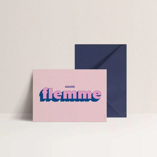 Carte à message pour ado "Grosse flemme" avec enveloppe