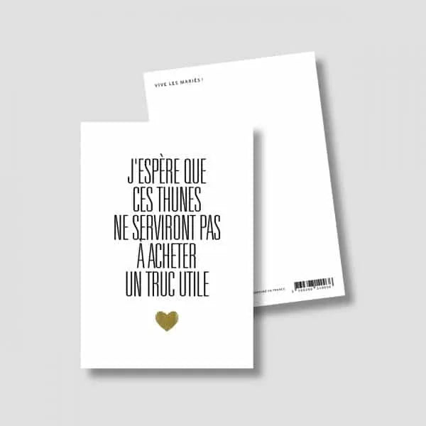 Carte de mariage Studio Bulma "J'espère que ces thunes ne serviront pas à acheter un truc utile"