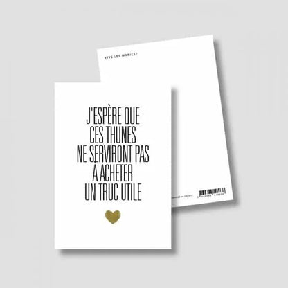 Carte de mariage Studio Bulma "J'espère que ces thunes ne serviront pas à acheter un truc utile"