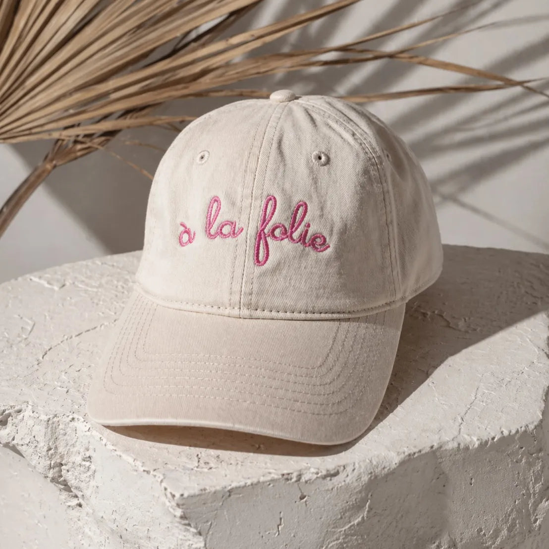 Pink Embroidered Cap "A la folie" – The Embroidered Cap