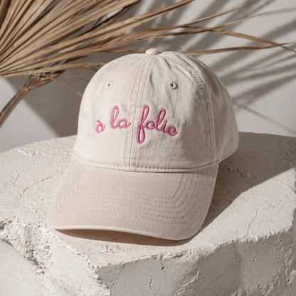 Pink Embroidered Cap "A la folie" – The Embroidered Cap