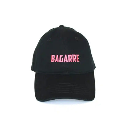 Casquette Bagarre à message brodé noir et rose