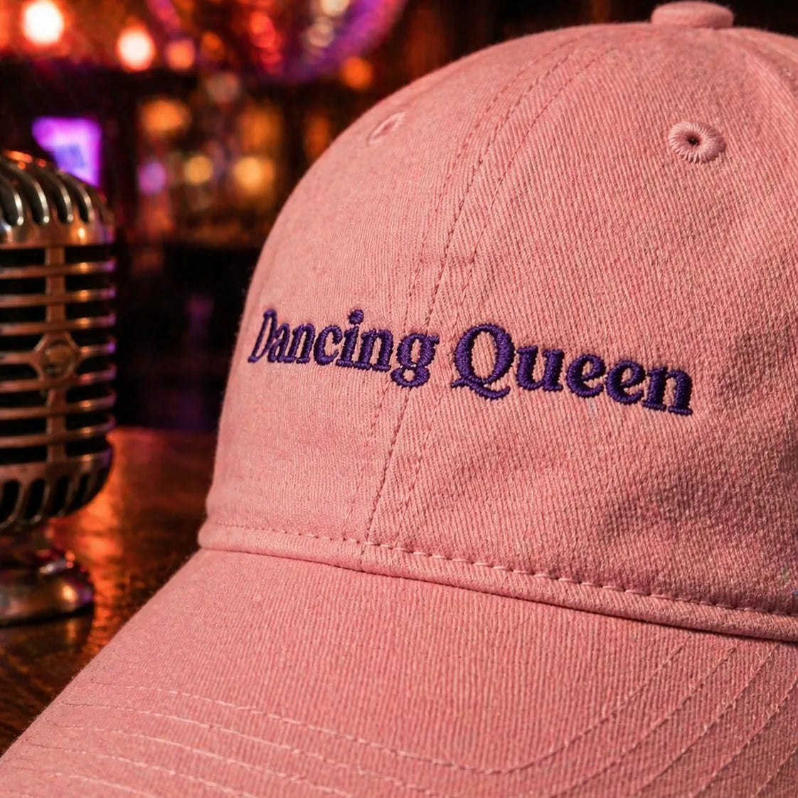 Pink Dancing Queen cap – purple embroidery