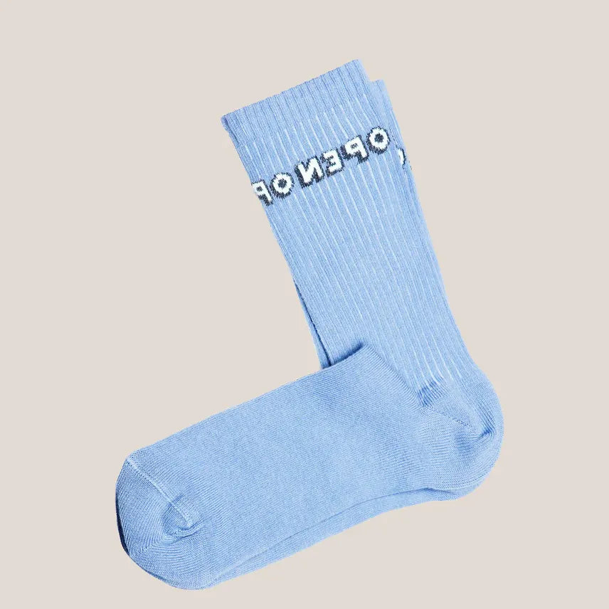 Chaussettes montantes bleu OPEN par Chaton Gonflable