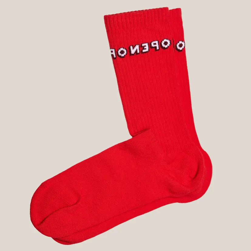 Chaussettes unisexe rouge montantes Open par Chaton Gonflable