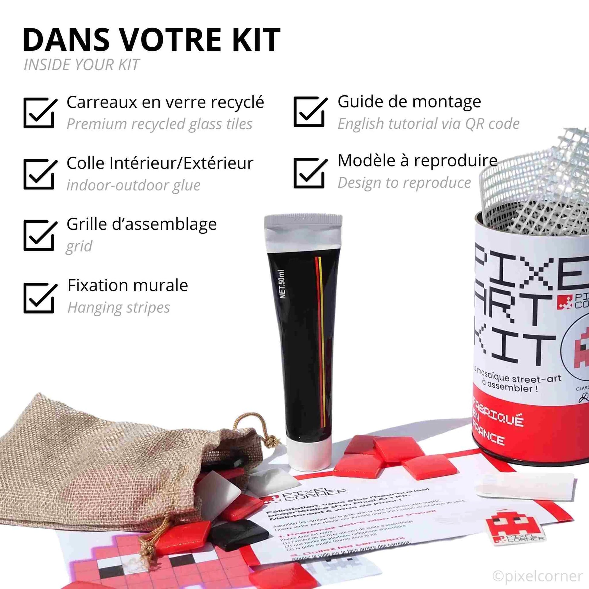 Contenu du kit de street art de Pixel Corner