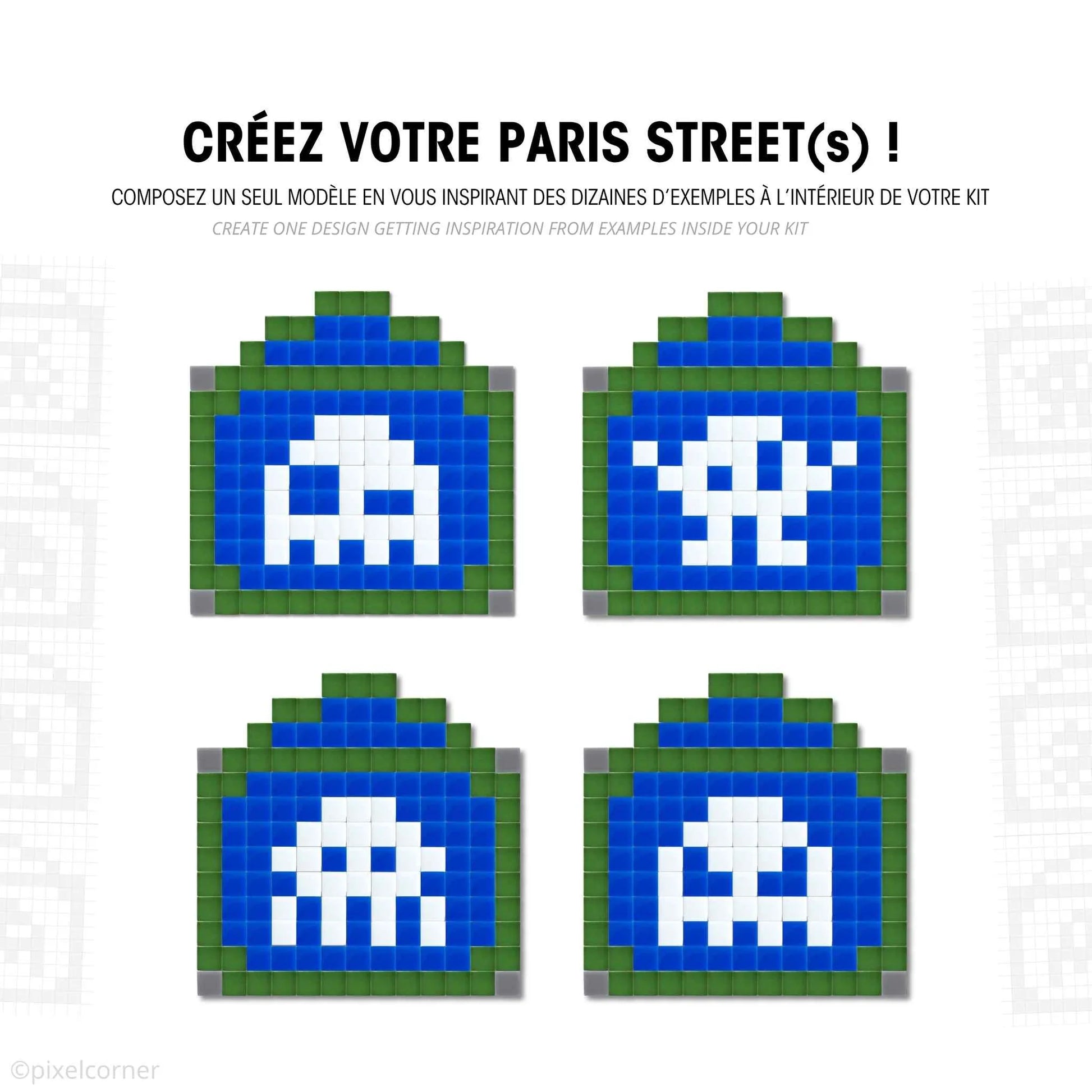 Exemples de visuels du modèle de pixel art Paris Street