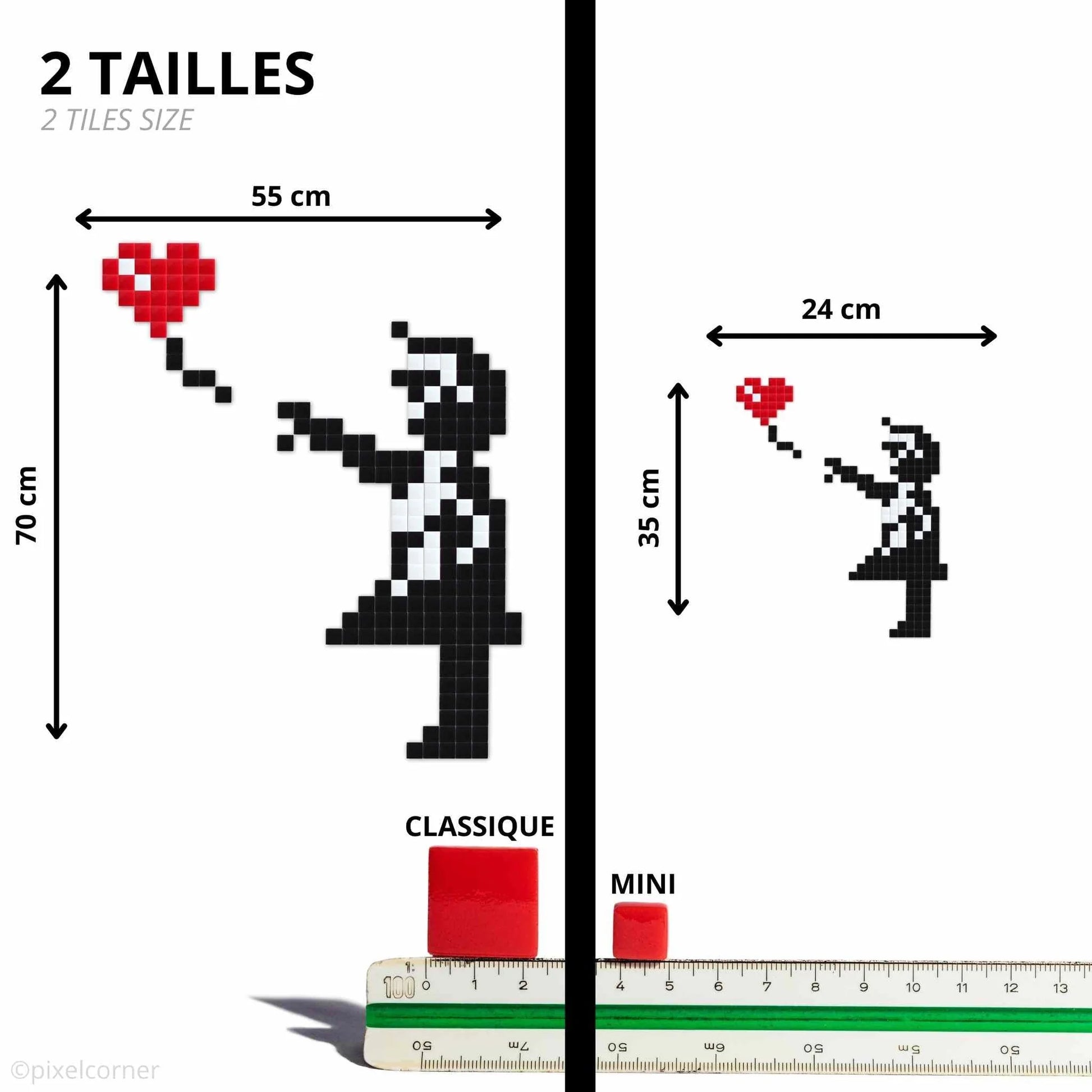 Dimensions des différents modèles de kit de street art Girl with Balloon