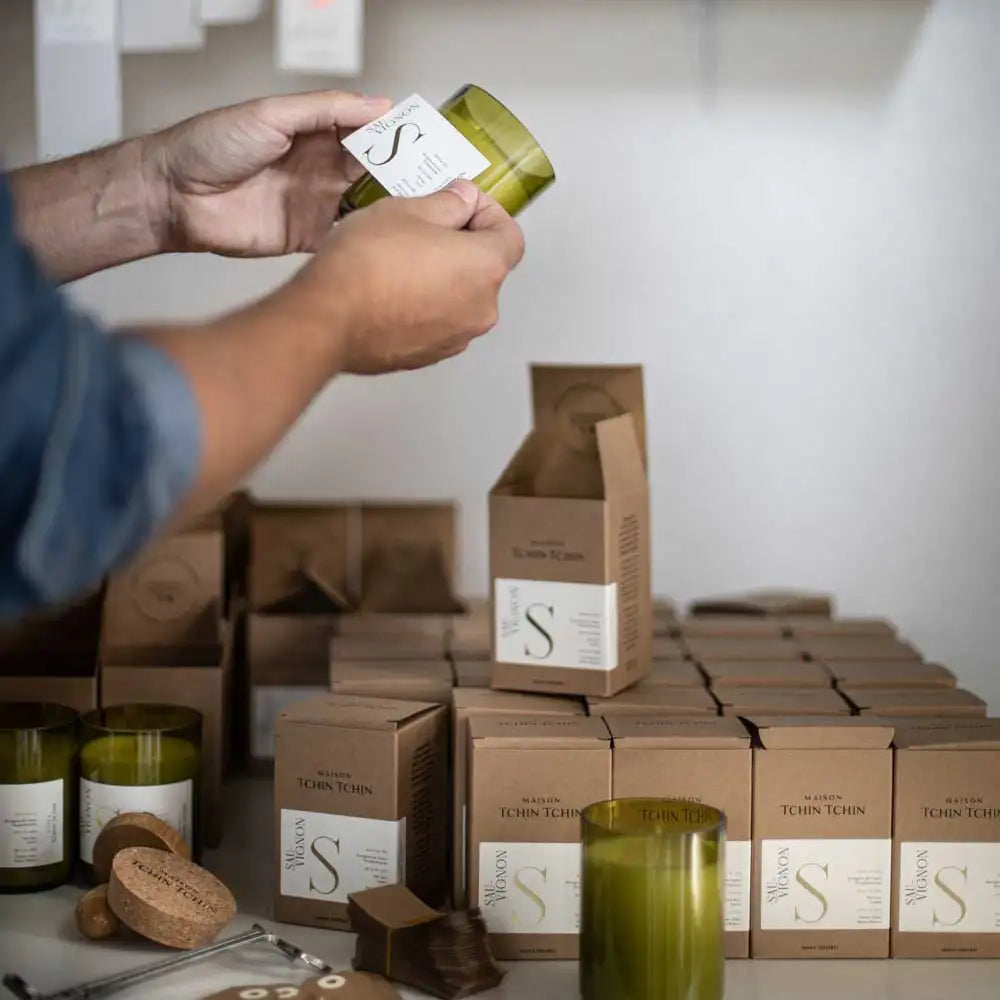 Etiquettage des bougies parfumées Maison Tchin Tchin