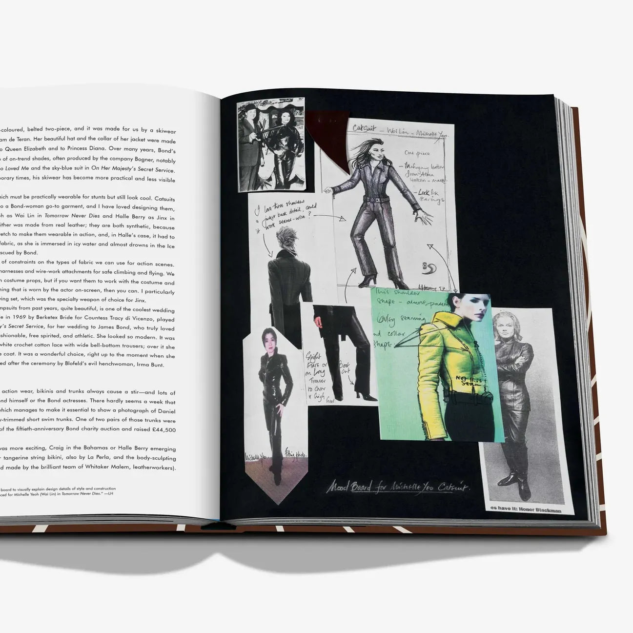 Croquis montrant les secrets de création des tenues des films de James Bond dans le livre James Bond Styles d'Assouline