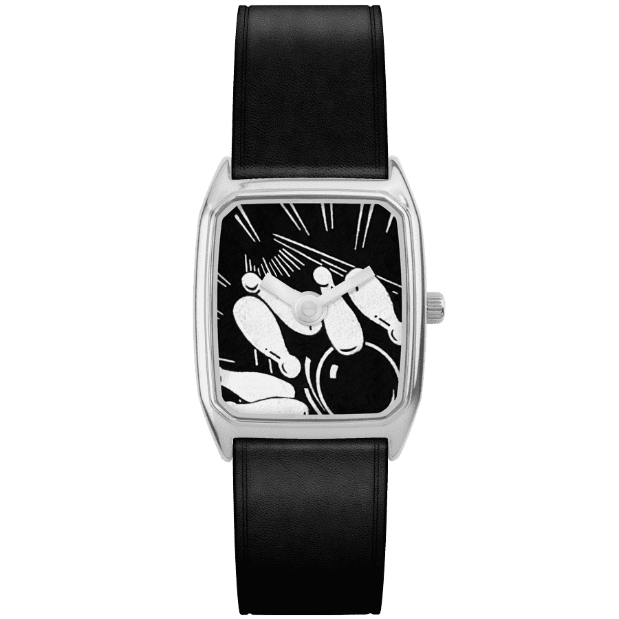 Détail du cadran de la montre design homme fabriquée en France Laps Strike 