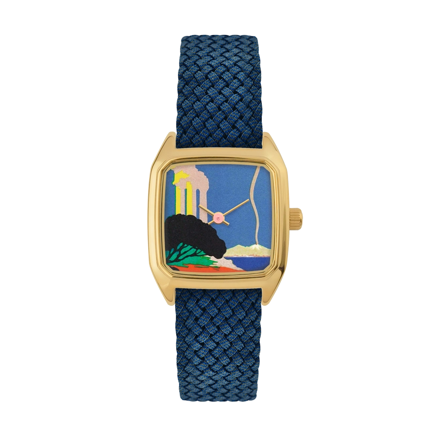 Montre pour femme Olympe LAPSm avec un bracelet en perlon bleu