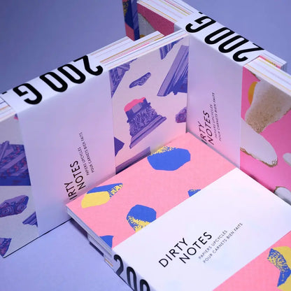 Gamme de mini carnets de notes réutilisant du papier de la marque Dirty Notes