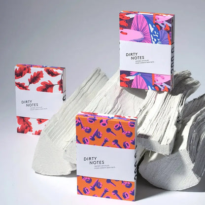 3 modèles de mini carnets de notes recyclés de la marque Dirty Notes
