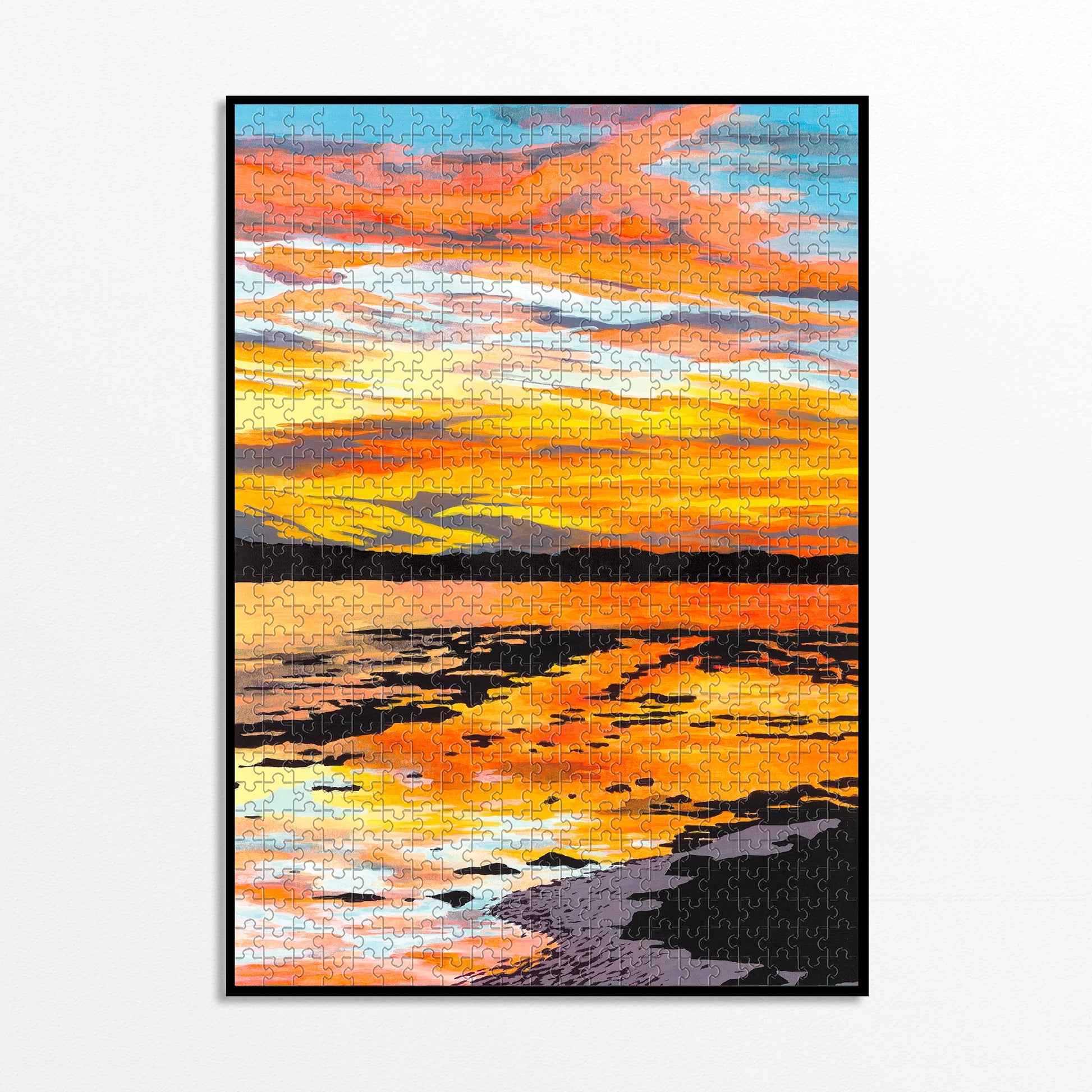 Puzzle Golden Hour de Piece and Love assemble et encadré sur un fond blanc