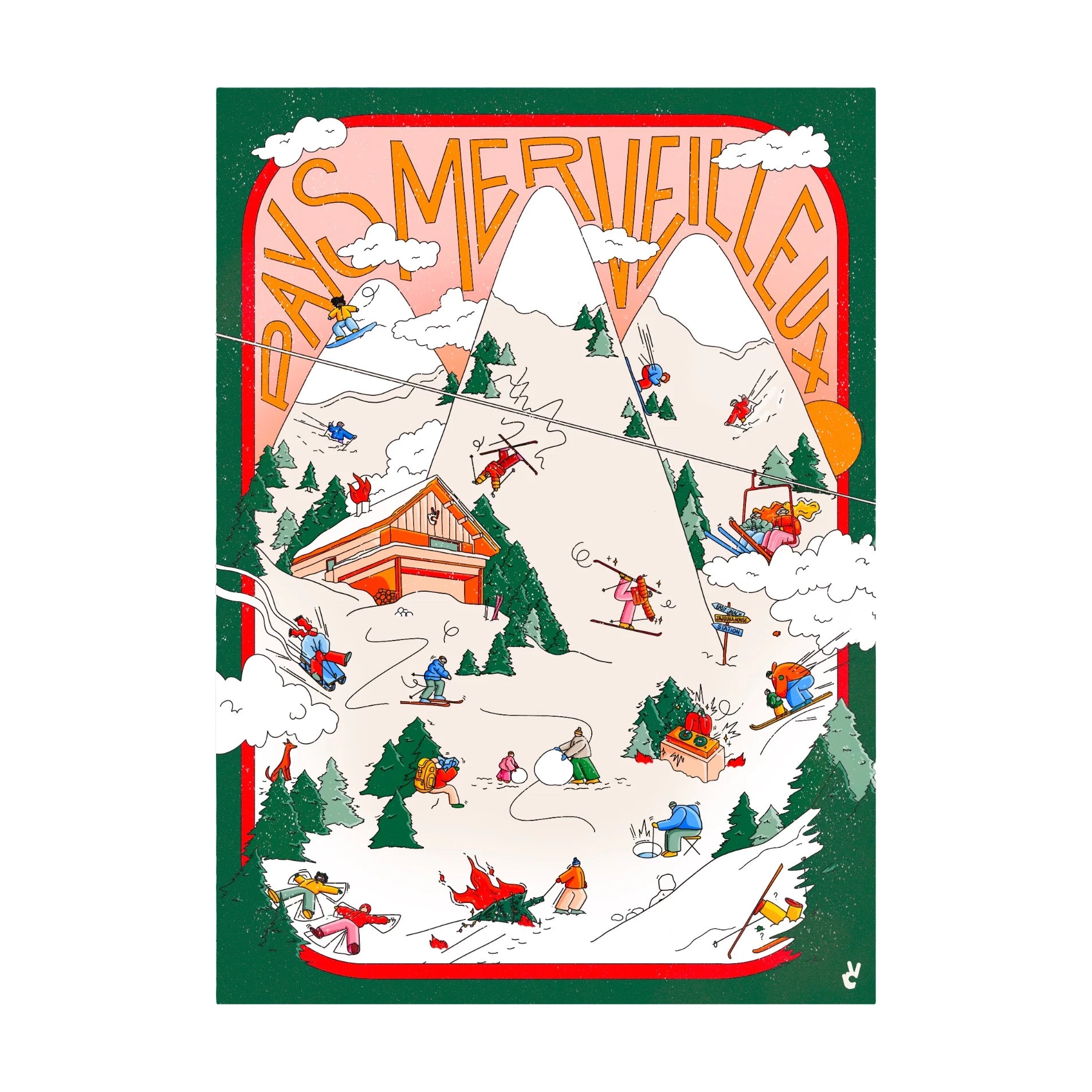 Détails de l'illustration du puzzle de Noël Piece and Love Planté de Bâton