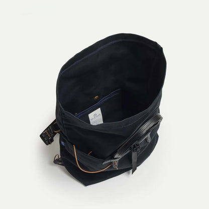 Intérieur du sac business noir Woody de Bleu de Chauffe en toile et en cuir