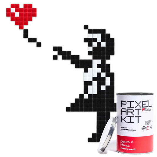 Gril with balloon kit de street art en mosaïque de Pixel Corner