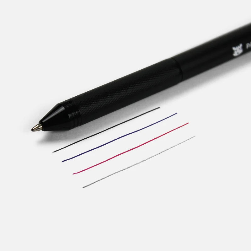 Détail des quatre couleurs du stylo multifonction design de Papier Tigre