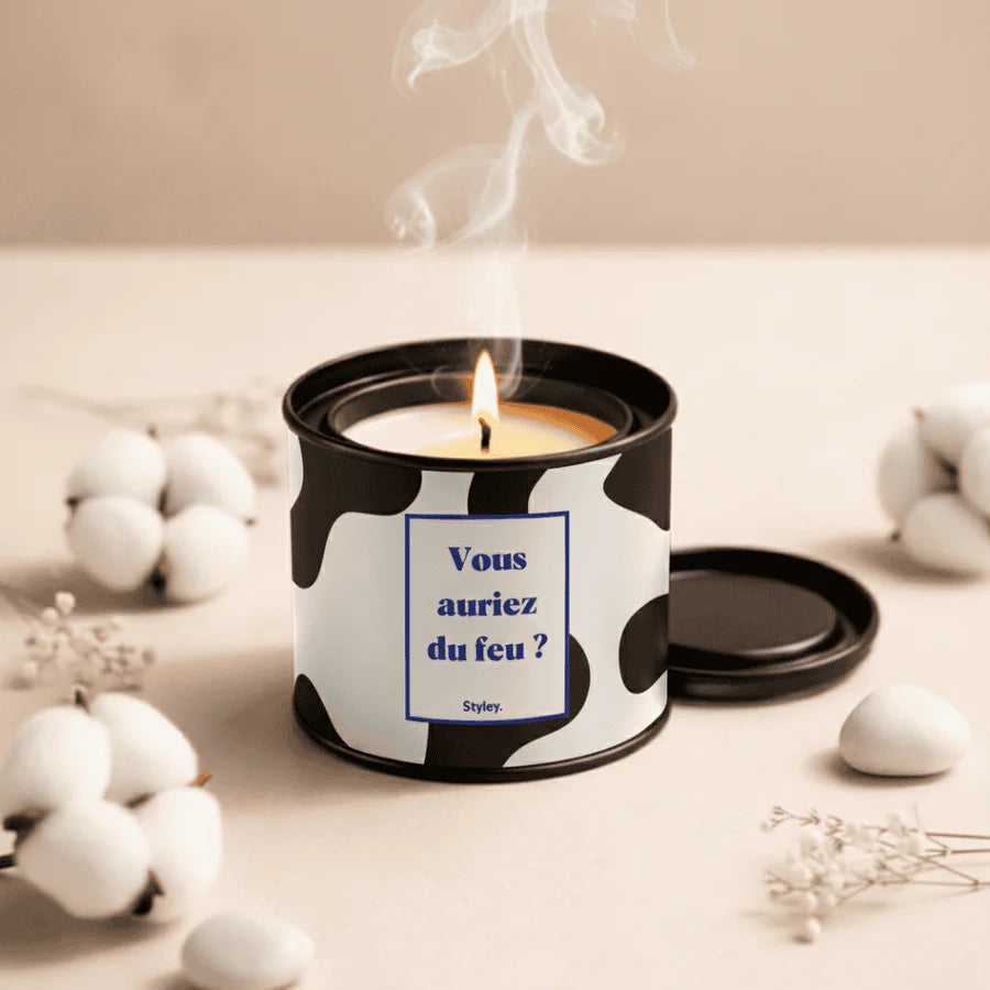 Bougie parfumée à message "vous auriez du feu" par Stlyey